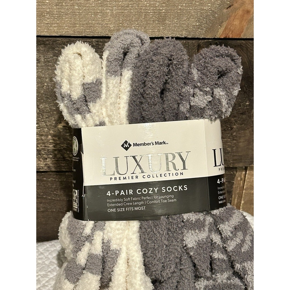 4 in pack Members mark cozy soft‎ fuzzy socks Nip Sz One size fits most Grays